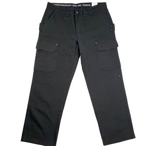 Smith's Workwear Cargo Pants Mens 38x32 Black Fleece Lined Duck S1159S NWT